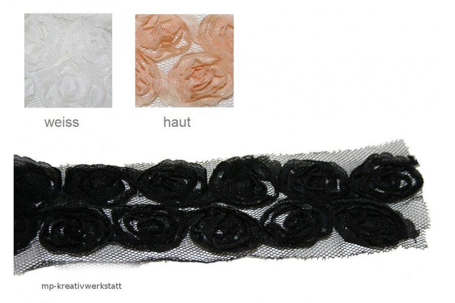 10cm Blumenborte Rosentüll 40mm breit - Farbwahl  (Grundpreis € 4,00/m)